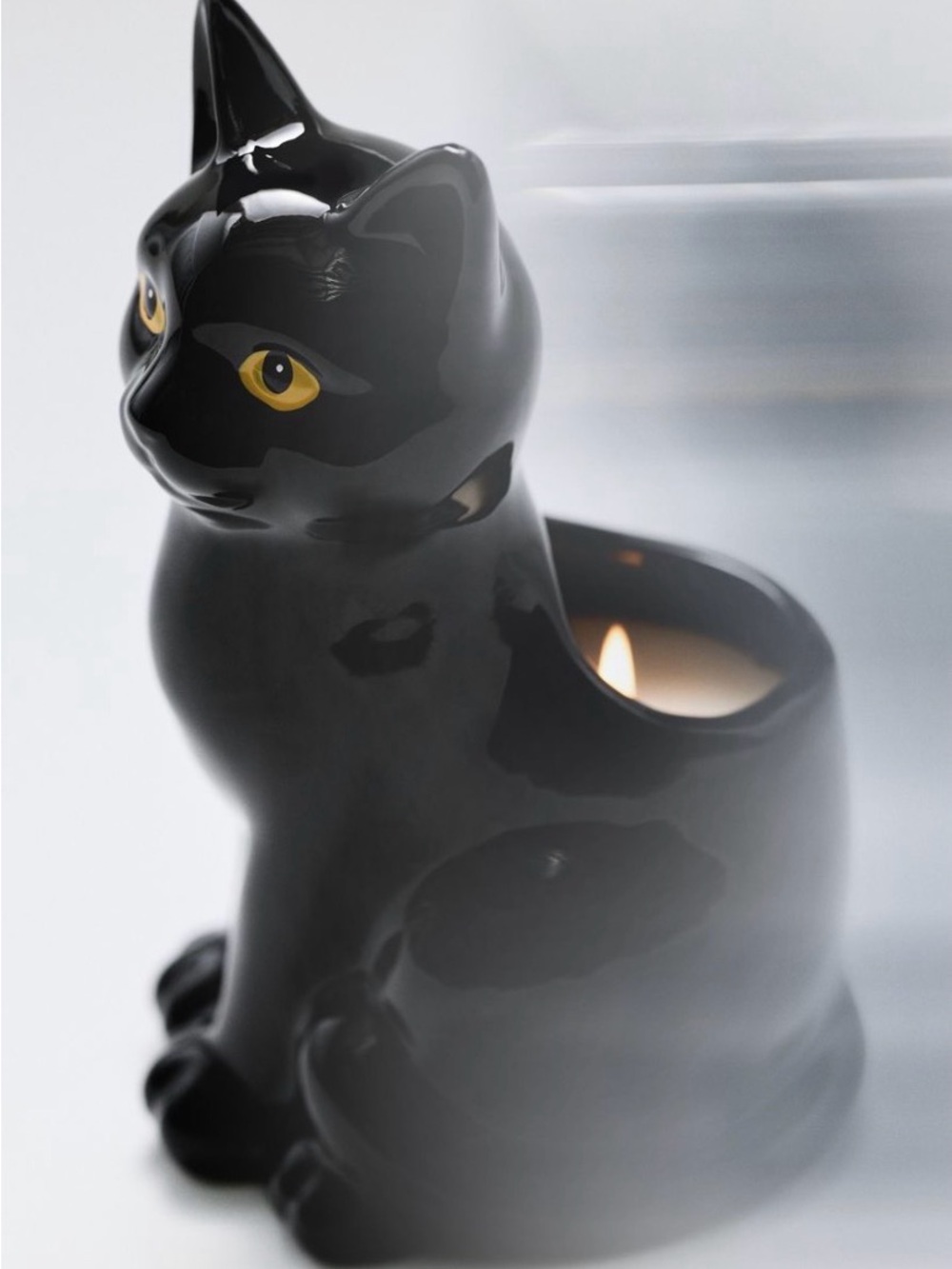 Anthropologie Black Cat Candle pumpkin- Halloween -Themed Décor